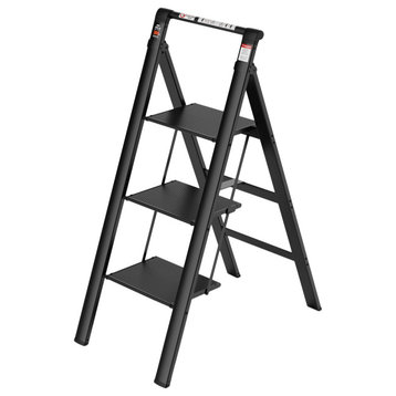 3 Step Anti-Slip Wide Pedal Ladder Aluminum Safety Household Stool Ladders