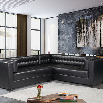Chic Home Lorenzo Right Facing Sectional Sofa, Black PU Leather