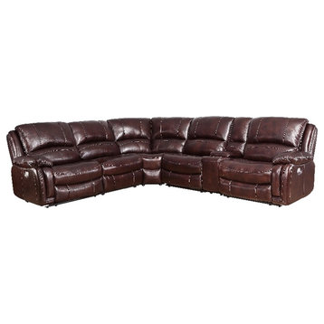 Denver Brown Leather 6-Piece Power Reclining Sectional