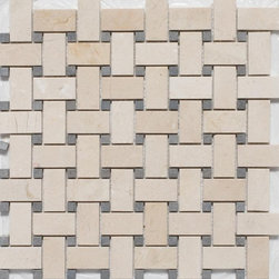 Crema Marfil / Lagos Azul Basketweave Mosaic Tiles - Mosaic Tile