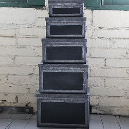 METAL CRATES WITH CHALKBOARD FRONTS, SET OF 5 - Products