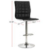 Set of 2 Bar Stool, Elegant Chrome Base & Waffle Tufted Faux Leather Seat, Black