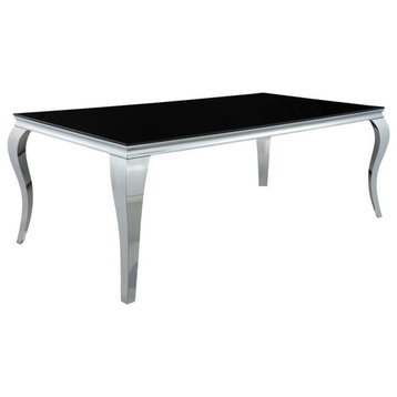 Coaster Carone Contemporary Rectangular Glass Top Dining Table in Black