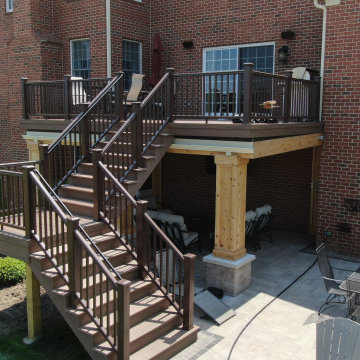 English Walnut TimberTech Deck & Belgard Patio in Hawthorne Woods, IL