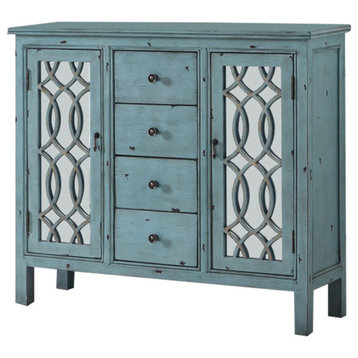 Benzara BM160251 Traditional Wooden  Accent Cabinet,  Blue