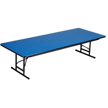 Correll 17-27" Adj. Height Heavy Duty Plastic Blow-Molded Folding Table in Blue