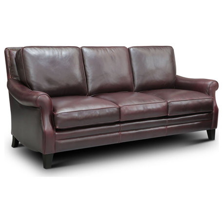 Adriana 100% Top Grain Leather Traditional Sofa