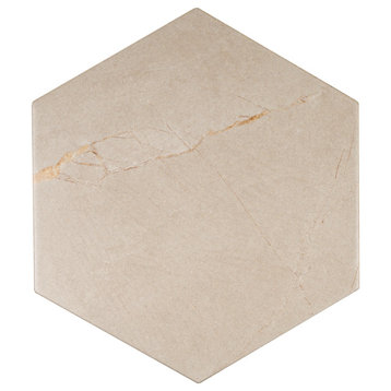Pulpis Beige 8x9" Hexagon Porcelain Patterned Wall/Floor Tile, 1 Box