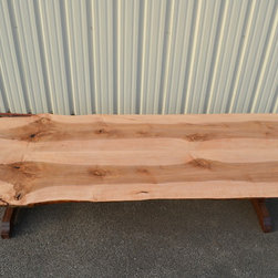 Live Edge Curly Maple Dining Table with Walnut Base - Dining Tables