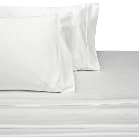 650TC Wrinkle-Free Solid Cotton Blend Sheet Set, White, King