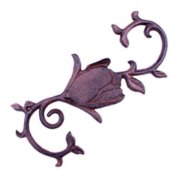 Import Wholesales - Cast Iron S Style Plant Hook, Rose Flower Bloom, 11.25" Long - Planter Hardware And Accessories