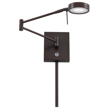 George's Reading Room 1 Light Swing Arm or Wall Lamp, Copper Bronze Patina
