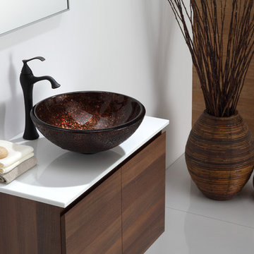 Venus Glass Vessel Sink And Ventus Faucet Oil Rubbed Bronze