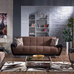 Duru 2 PC Living Room Set in Brown - Sofas