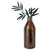 7x7x18" Ceramic Vase, Copper Bottle Neutral Modern Home Decor