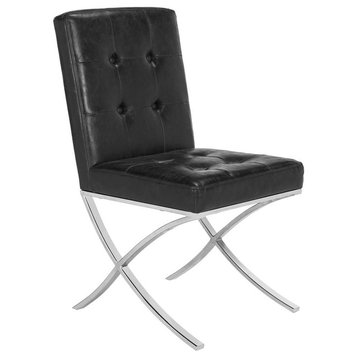 Walsh Tufted Side Chair - Black, Chrome