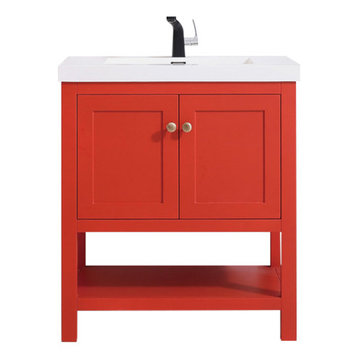 The 15 Best Red Bathroom Vanities For, Sunny Wood Vanity Table