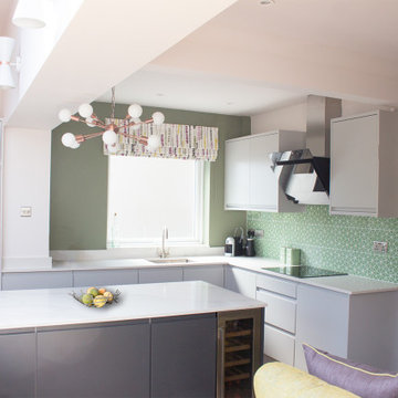 Colour Pop Kitchen - green tiled splashback