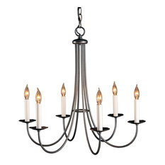 Simple Sweep 6 Arm Chandelier, Natural Iron