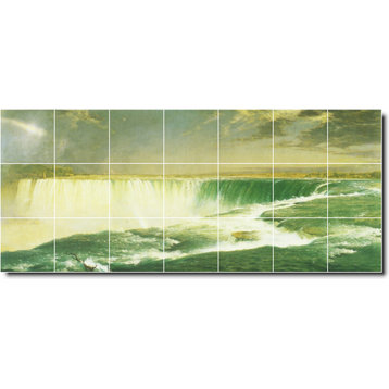 Frederic Church Waterfalls Painting Ceramic Tile Mural #15, 42"x18"