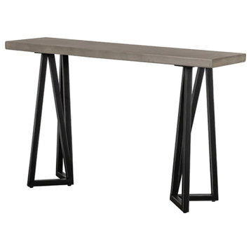 Virginia Modern Concrete and Black Metal Console Table
