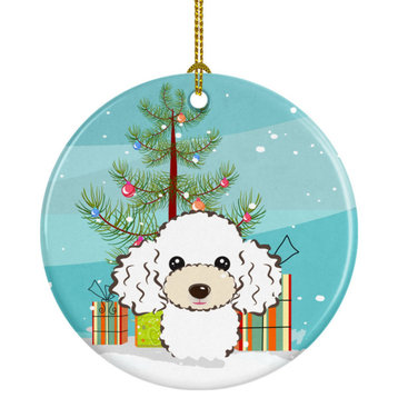 Caroline's Treasures Christmas Tree White Poodle Ceramic Ornament