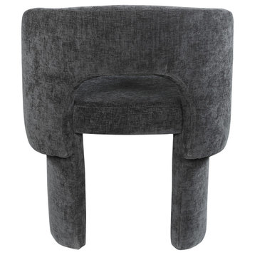 Emmet Boucle Fabric Dining Chair / Accent Chair, Black, Chenille Fabric