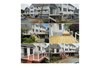 Inspiration for a large timeless backyard deck remodel in Boston with no cover