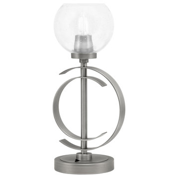 1-Light Table Lamp, Graphite Finish, 5.75" Clear Bubble Glass