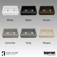Karran Farmhouse/Apron-Front Quartz 34" Double Offset Bowl Sink, Concrete