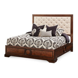 AICO Furniture - Bella Cera 4 Piece King Fabric Tufted Panel Bedroom Set - 38000 - Bedroom Furniture Sets