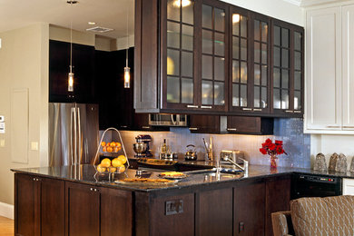 Example of a transitional kitchen design in Boston