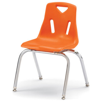 Berries Stacking Chair with Chrome-Plated Legs - 16" Ht - Orange