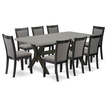 X697Mz650-9 9-Piece Dining Set, Rectangular Table and 8 Parson Chairs