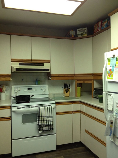 Kitchen Dilemma, Laminate Kitchen Cabinets With Wood Trim