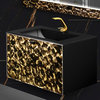 Rina Luxury Murano Glass Drop-In Single Bathroom Vanity 32", Black and Gold
