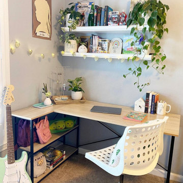 Houzz Furniture | L Shaped Home Office Desk with Short Side