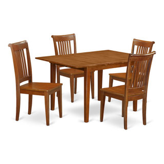 5-Piece Kitchen Dinette Set, Kitchen Table and 4 Chairs, Saddle Brown ...