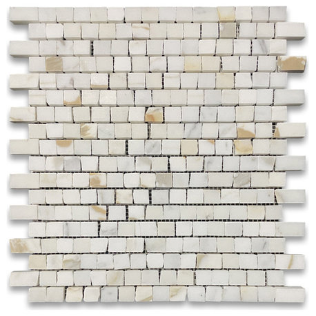 Calacatta Gold Calcutta Marble 3/4x3/4 Hand Clipped Mosaic Tile Honed, 1 sheet