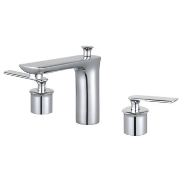 Modica Double Handle Polished Chrome Widespread Bathroom Faucet With Brass Drain