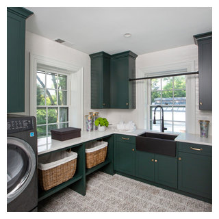 Olive Green Modern Utility Room – Princeton NJ - Transitional - Laundry ...