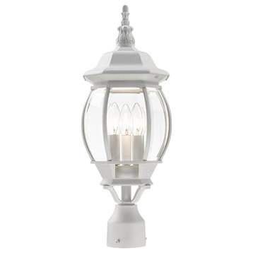 Textured White Traditional, Colonial, Outdoor Post Top Lantern