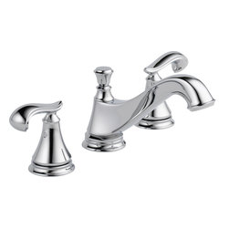 Delta Cassidy Two Handle Wide Spread Lavatory - Low Arc Spout w/ Metal Pop-Up - Bathroom Sink Faucets