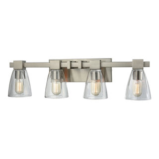 Elk Ensley 4-Light Vanity, Satin Nickel With Clear Glass - Transitional ...