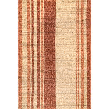 nuLOOM Rubi Braided Stripes Jute Area Rug, Brown 5' x 8'