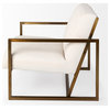Armelle Fabric Seat w/ Metal Frame Accent Chair, Cream Fabric/Gold Metal