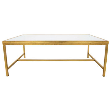 Tacito Champagne & Gold Coffee Table, Gold Rectangular Coffee Table