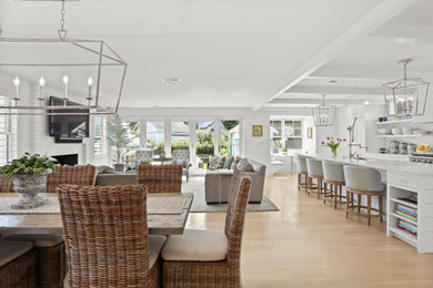 Beach style dining room photo in New York