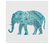 "Boho Teal Elephant II" by Danhui Nai, Canvas Art, 18"x18"