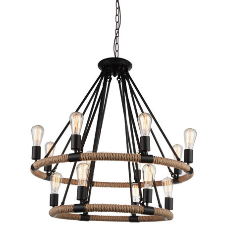 CWI LIGHTING 9671P33-14-101 14 Light Up Chandelier with Black finish